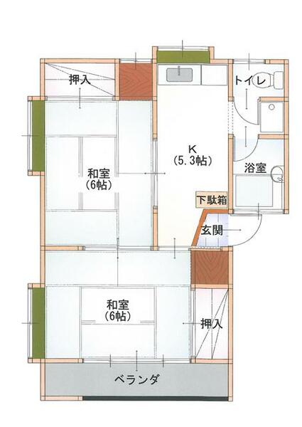 コーポ野中 201｜岩手県一関市赤荻字野中(賃貸アパート2K・2階・42.23㎡)の写真 その2