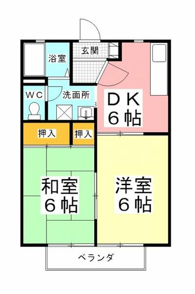 山形県山形市江南２丁目(賃貸アパート2DK・1階・39.69㎡)の写真 その2