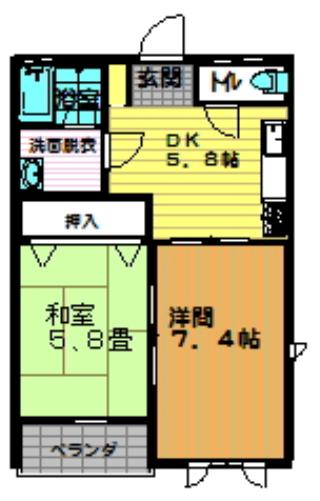 岩手県大船渡市大船渡町字台(賃貸アパート2DK・1階・44.00㎡)の写真 その1