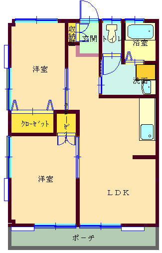 Ｋコーポ 105｜大分県佐伯市大字鶴望(賃貸アパート2LDK・1階・48.42㎡)の写真 その2