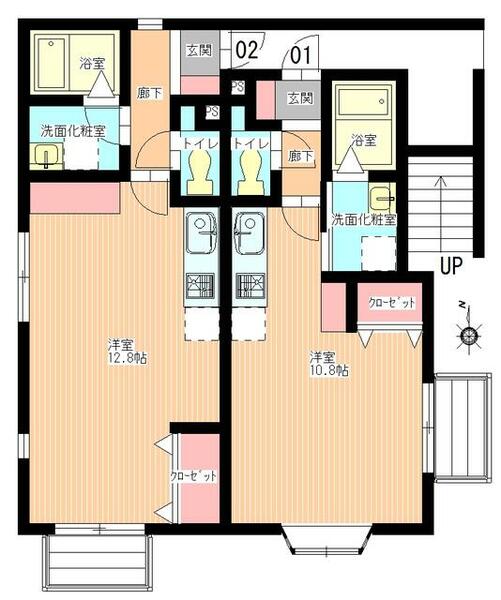 エスポ若葉町 101｜山形県鶴岡市若葉町(賃貸アパート1R・1階・26.45㎡)の写真 その2