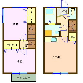 福岡県八女市馬場（アパート）の賃貸物件の間取り