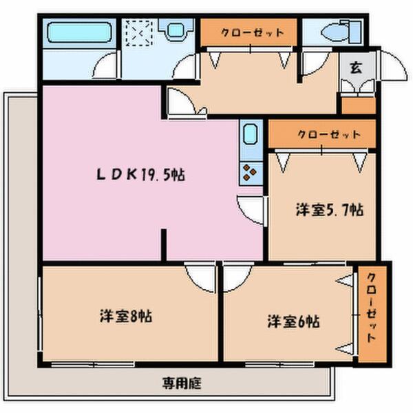 ビューパレ布瀬 101｜富山県富山市布瀬町南１丁目(賃貸マンション3LDK・1階・96.71㎡)の写真 その2