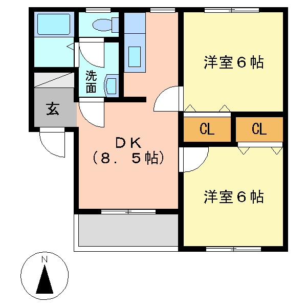 熊本県菊池市泗水町吉富(賃貸アパート2DK・1階・43.50㎡)の写真 その2