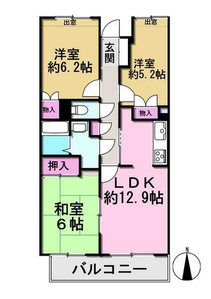 テクノパレス 708｜千葉県千葉市花見川区千種町(賃貸マンション3LDK・7階・59.61㎡)の写真 その2