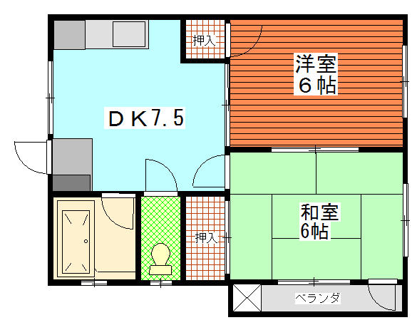 熊本県熊本市中央区本荘５丁目(賃貸アパート2DK・4階・37.20㎡)の写真 その2