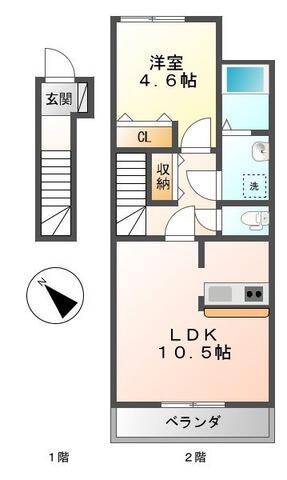 ＧＲＡＣＥ－ＧＡＩＡ｜愛媛県新居浜市寿町(賃貸アパート1LDK・2階・42.89㎡)の写真 その2