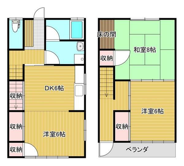 本城住宅 B｜長野県長野市三輪９丁目(賃貸タウンハウス3DK・--・65.30㎡)の写真 その2