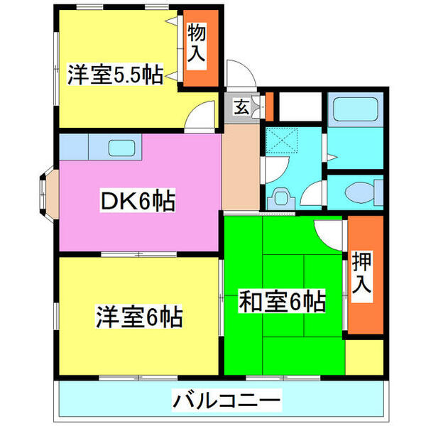 オークハイツ 2A｜熊本県熊本市中央区国府３丁目(賃貸マンション3DK・2階・51.53㎡)の写真 その1
