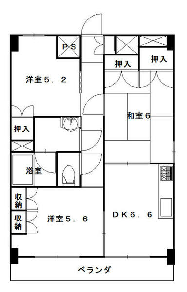 ホソタニマンション 206｜香川県高松市川島東町(賃貸マンション3DK・2階・56.20㎡)の写真 その1