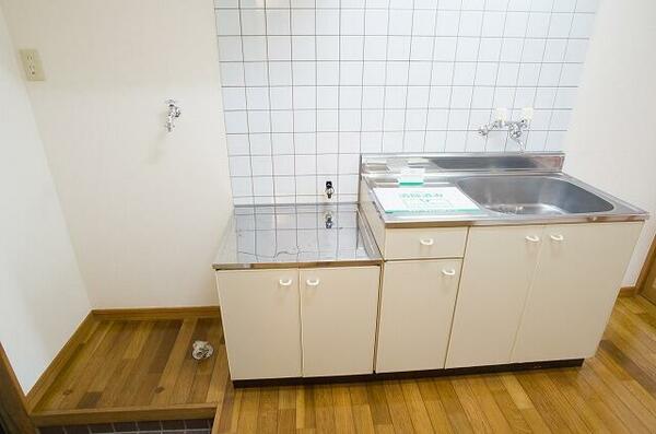 画像6:シンクと洗濯機置場　上部には収納あります。
