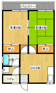 広島県廿日市市大野１丁目(賃貸マンション2DK・3階・44.71㎡)の写真 その2