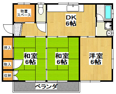長崎県大村市協和町(賃貸アパート3DK・2階・56.00㎡)の写真 その2