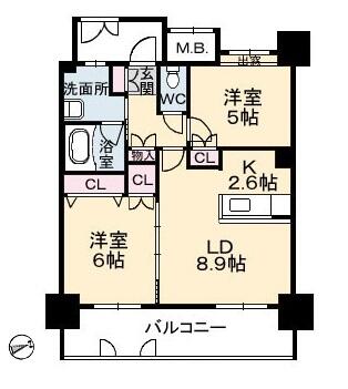 広島県東広島市西条下見５丁目(賃貸マンション2LDK・9階・54.74㎡)の写真 その2