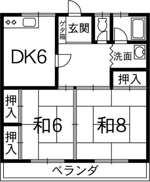 コーポえびす｜青森県青森市合浦１丁目(賃貸アパート2DK・2階・53.00㎡)の写真 その1