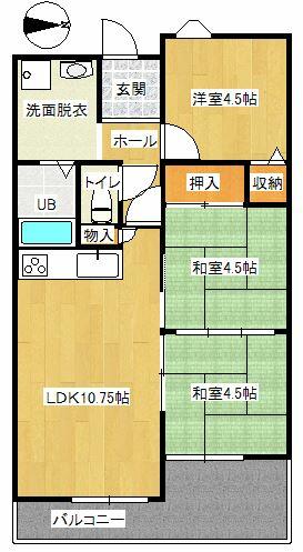 クリーンピア大津天満 105｜兵庫県姫路市大津区天満(賃貸マンション3LDK・1階・53.84㎡)の写真 その2