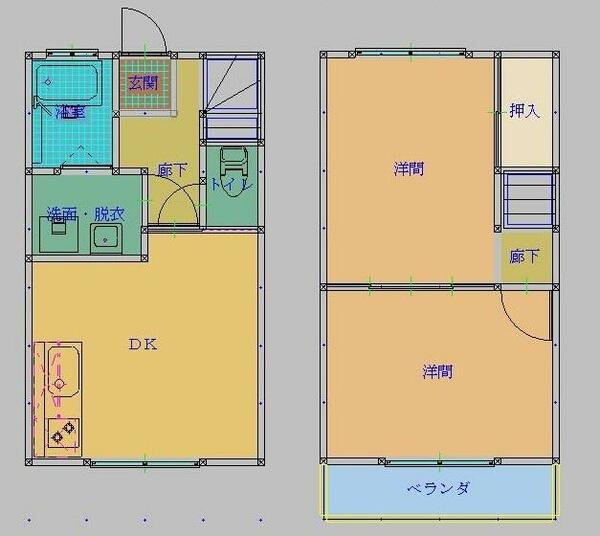 サンハイツ A-1｜茨城県鉾田市上沢(賃貸アパート2DK・1階・46.27㎡)の写真 その2