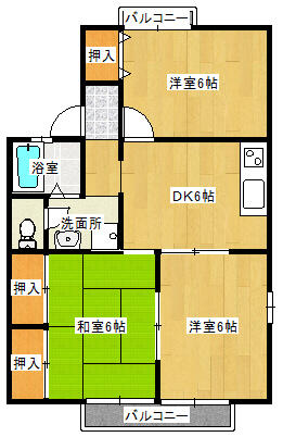 山口県下関市小月宮の町(賃貸アパート3DK・2階・53.00㎡)の写真 その2