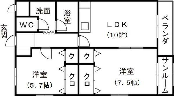 富山県富山市太郎丸本町４丁目(賃貸マンション2LDK・2階・60.42㎡)の写真 その1