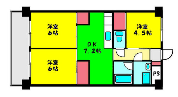 山手ハウス 305｜神奈川県横浜市中区上野町２丁目(賃貸マンション3DK・3階・54.00㎡)の写真 その1