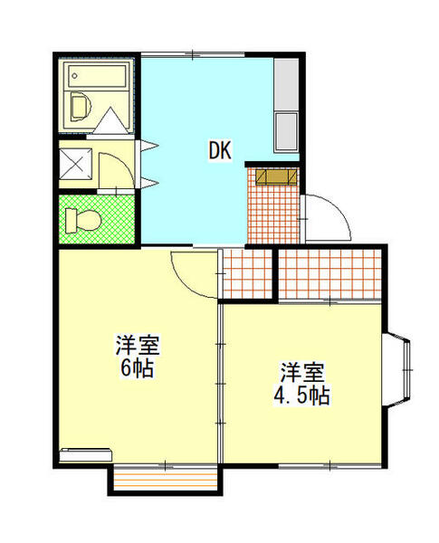 ツイン２１　Ｂ 201｜熊本県熊本市北区鹿子木町(賃貸アパート2DK・2階・43.00㎡)の写真 その2
