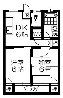 福岡県久留米市津福今町(賃貸アパート2DK・2階・39.66㎡)の写真 その3