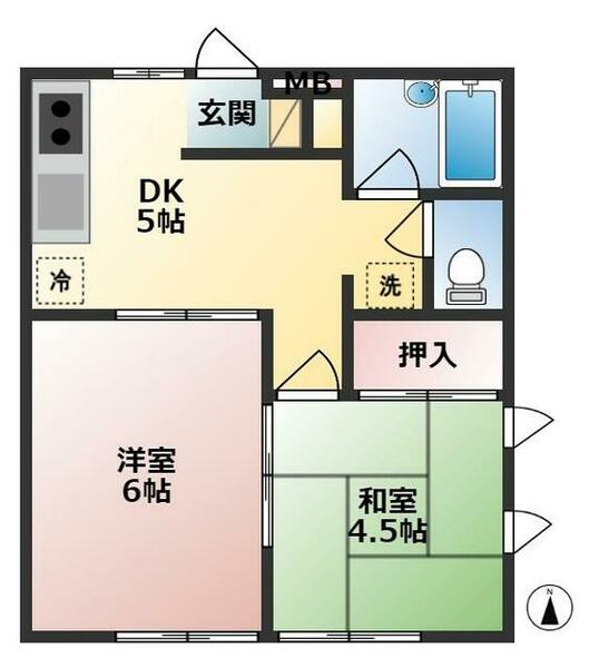 東京都杉並区阿佐谷北５丁目(賃貸アパート2DK・1階・34.78㎡)の写真 その2