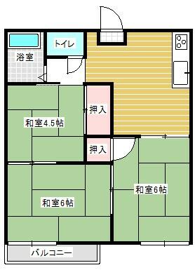 コーポ南大門 202｜熊本県玉名市築地(賃貸アパート3DK・2階・42.00㎡)の写真 その2