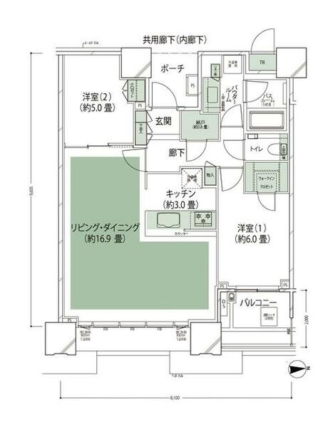 ドゥ・トゥール W4314｜東京都中央区晴海３丁目(賃貸マンション2LDK・43階・70.98㎡)の写真 その2