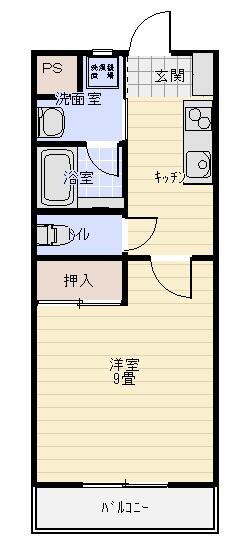 スプリングハイツＢ棟 107｜山梨県甲斐市竜王新町(賃貸アパート1DK・1階・30.06㎡)の写真 その2