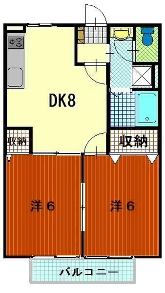 茨城県那珂郡東海村舟石川駅東２丁目(賃貸アパート2DK・2階・44.72㎡)の写真 その2