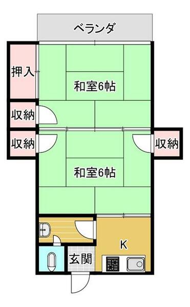 たちばな荘 202｜静岡県伊東市桜ガ丘２丁目(賃貸アパート2K・2階・28.90㎡)の写真 その2