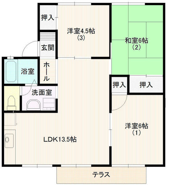 ウエストハイデンスⅡ 202｜東京都日野市西平山２丁目(賃貸アパート3LDK・2階・62.92㎡)の写真 その2