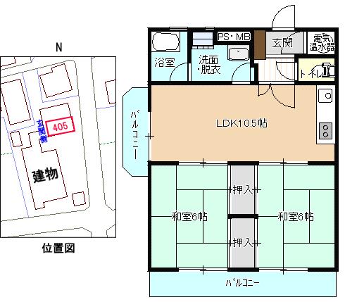 香川県高松市東ハゼ町(賃貸マンション2LDK・4階・52.17㎡)の写真 その2