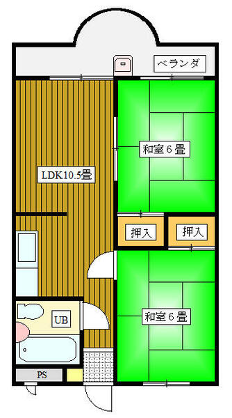 徳島県吉野川市鴨島町鴨島(賃貸マンション2LDK・3階・45.00㎡)の写真 その2