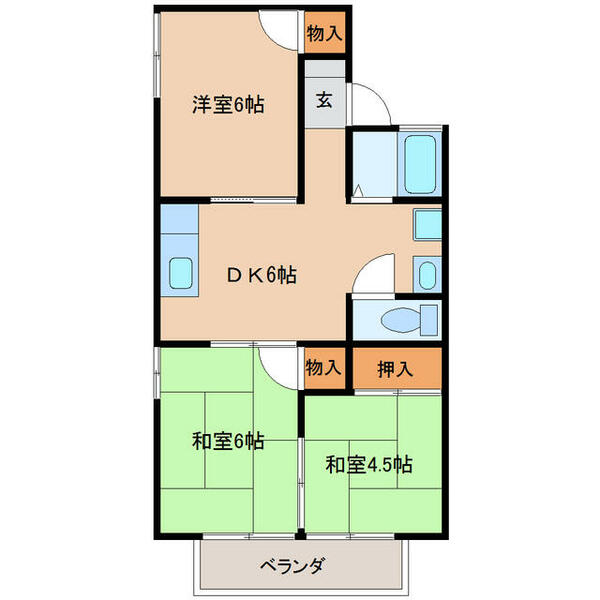 シティハイツ　ルミエル 202｜大分県別府市石垣東８丁目(賃貸アパート3DK・2階・51.64㎡)の写真 その2