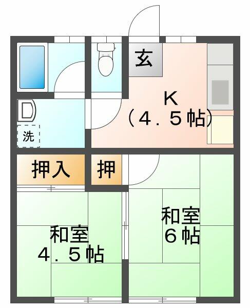 長崎県長崎市上小島２丁目(賃貸アパート2K・2階・31.35㎡)の写真 その2