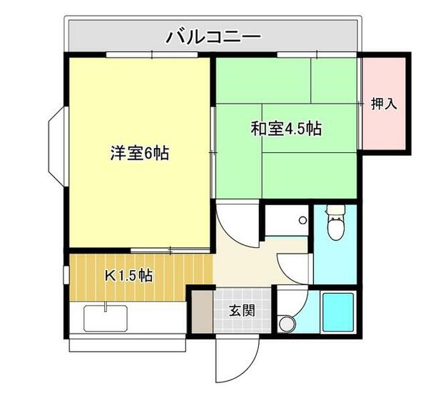 千葉県東金市台方(賃貸アパート2K・2階・31.00㎡)の写真 その2