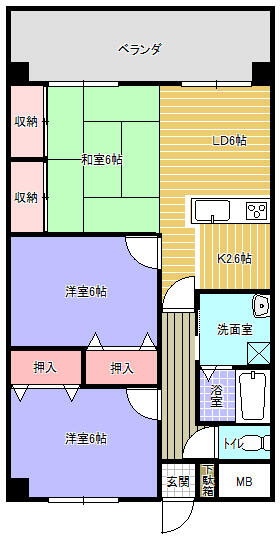 ビッグベアⅠ 603｜福岡県三潴郡大木町大字上木佐木(賃貸マンション3LDK・6階・65.00㎡)の写真 その2