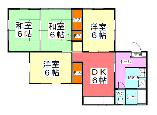 山形県山形市北山形１丁目(賃貸アパート4DK・1階・70.39㎡)の写真 その1