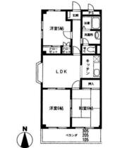 サンライズ茜 205 ｜ 埼玉県越谷市蒲生茜町（賃貸マンション3LDK・2階・58.32㎡） その1