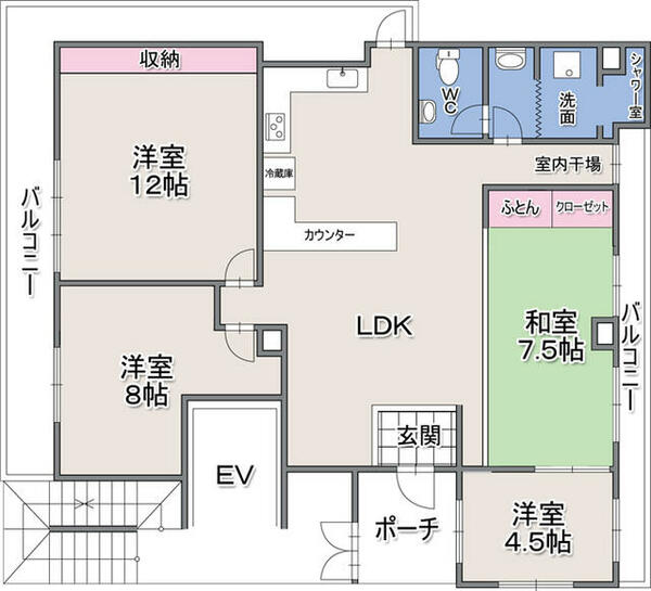 スカイマンション金城 4F｜沖縄県那覇市金城３丁目(賃貸マンション4LDK・4階・106.76㎡)の写真 その2