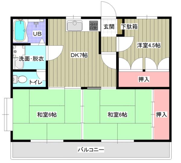 メゾン・ド・フルタｐａｒｔⅠ｜福島県会津若松市門田町大字飯寺字村西(賃貸マンション3DK・2階・55.25㎡)の写真 その2