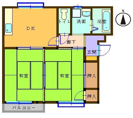 香川県高松市高松町(賃貸アパート2DK・2階・39.75㎡)の写真 その1