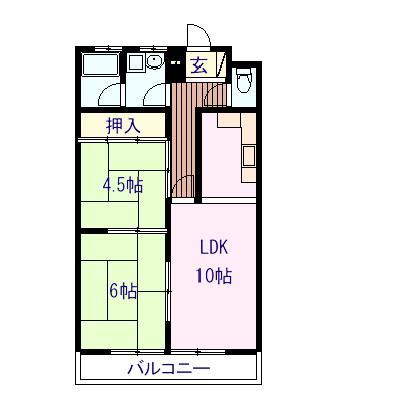 兵庫県姫路市五軒邸４丁目(賃貸マンション2LDK・2階・45.00㎡)の写真 その1