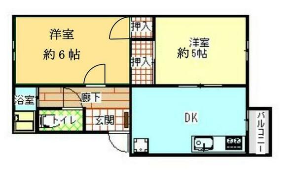 香川県坂出市中央町(賃貸アパート2DK・1階・40.00㎡)の写真 その2