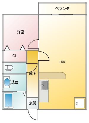 パインコーン｜群馬県前橋市上小出町１丁目(賃貸アパート1LDK・2階・41.25㎡)の写真 その2