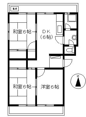 中筋マンション 401｜香川県高松市木太町(賃貸マンション3DK・4階・54.54㎡)の写真 その2