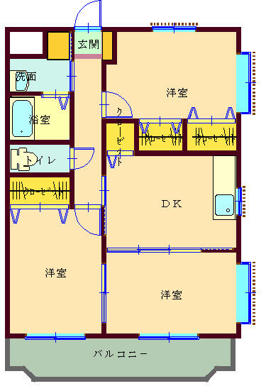 ユーミーラフェンテ 205｜大分県佐伯市東町(賃貸アパート3DK・2階・56.10㎡)の写真 その2