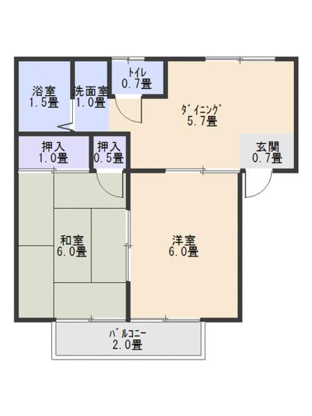 佐賀県唐津市菜畑(賃貸アパート2DK・2階・36.00㎡)の写真 その1